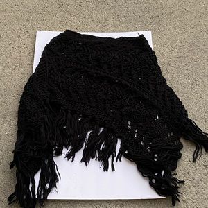Boho black poncho